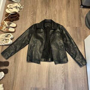 GUESS Classic Black Leather Jacket
